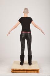 Whole Body Woman White Casual Slim Bald Female Studio Poses